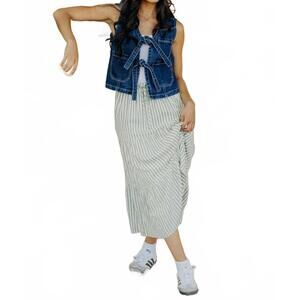 NEW MIKAROSE tiered full skirt in green ribbon